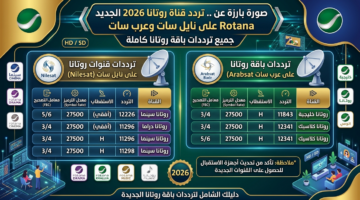 تحديثات إشارات بث شبكة قنوات روتانا عبر قمري نايل سات وعرب سات 2026