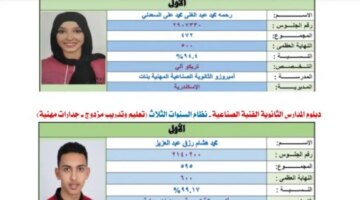قائمة بأسماء وصور الطلاب المتفوقين في نتائج الدبلومات الفنية لعام 2026