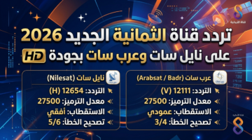 ضبط إشارة تردد قناة الثمانية الجديد عبر أقمار نايل سات وعرب سات
